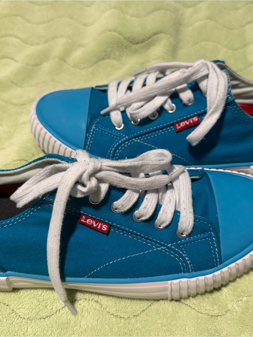 Levi's Teal-Blue Kids Canvas Lace-Up Sneakers with White Accents